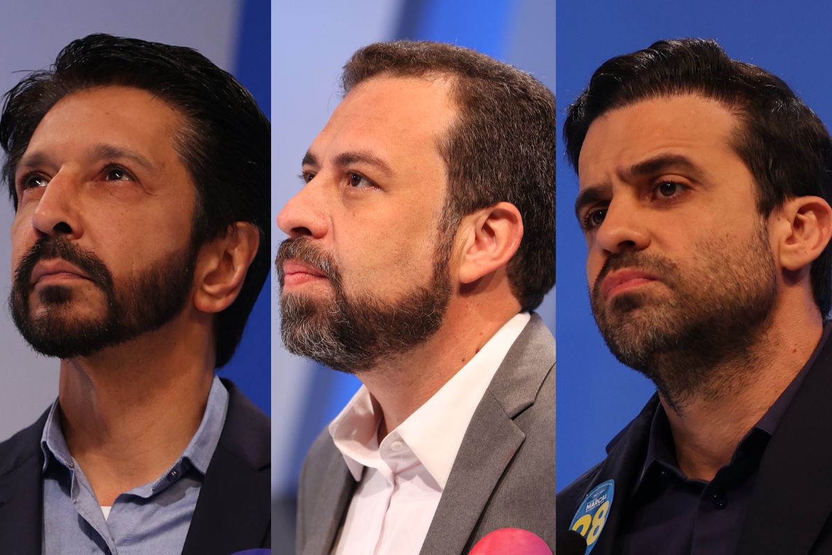 Montagem mostra Ricardo Nunes, Guilherme Boulos e Pablo Marçal