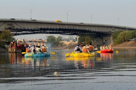 Programação no rio Tietê contou com remada - Metrópoles