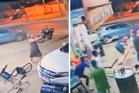 imagem colorida mulher presa por dispersar briga com tiros