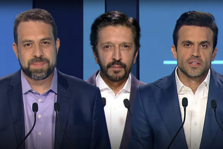 Montagem sobre foto dos candidatos à Prefeitura de São Paulo Guilherme Boulos, Ricardo Nunes e Pablo Marçal