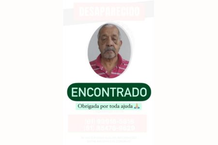 Antônio Carlos dos Santos, de 73 anos, (foto em destaque) que estava desaparecido desde a última terça-feira (1/10), foi encontrado na Rodoviária de Goiânia nesta quinta-feira (3/10). A família, que estava à sua procura, recebeu informações sobre seu paradeiro e foi até o local na esperança de encontrá-lo.