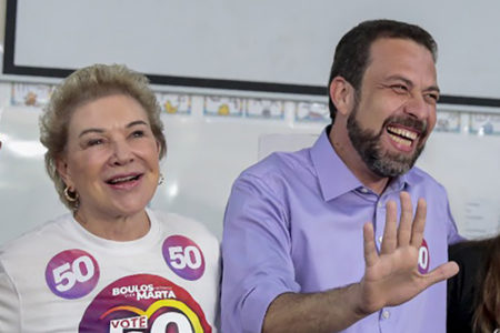 Boulos (PSol) acompanhou a votação de sua vice, Marta Suplicy (PT), na zona oeste de SP
