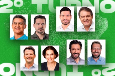 Imagem colorida mostra fotos com candidatos a prefeitos - Metrópoles