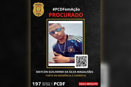 Imagem colorida de um cartaz de pessoa procurada- Metrópoles