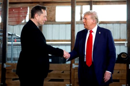 Imagem colorida de Trump e Musk - Metrópoles
