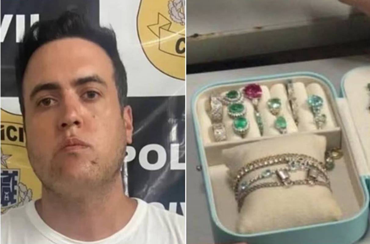 Homem preso e joias