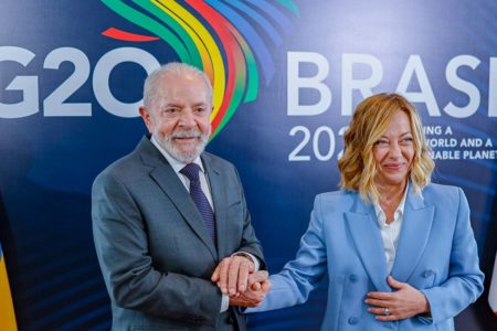 Lula e a primeira-ministra da Itália, Giorgia Meloni
