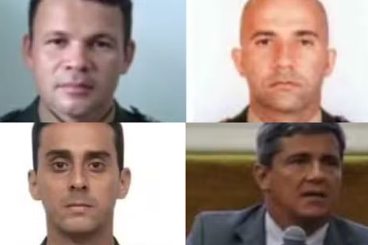 Montagem com foto colorida de quatro dos cinco presos em operação da PF - Metrópoles