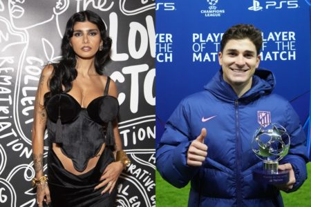 Foto colorida de Mia Khalifa e Julian Alvarez - Metrópoles