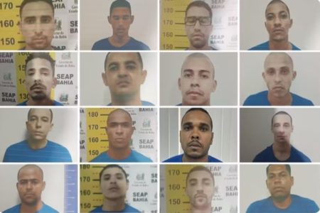 Imagem colorida dos 16 presos que fugiram na Bahia - Metrópoles