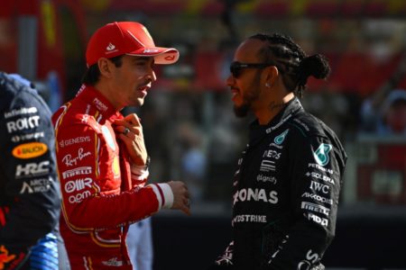 Imagem colorida de Leclerc e Hamilton- Metrópoles