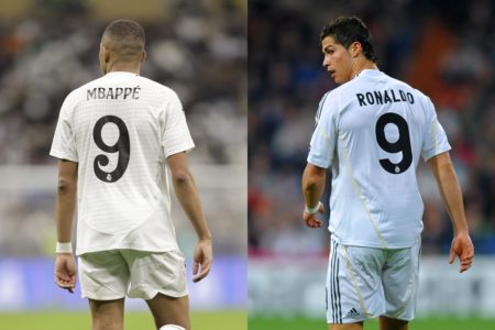 Foto colorida de Mbappé e Cristiano Ronaldo - Metrópoles