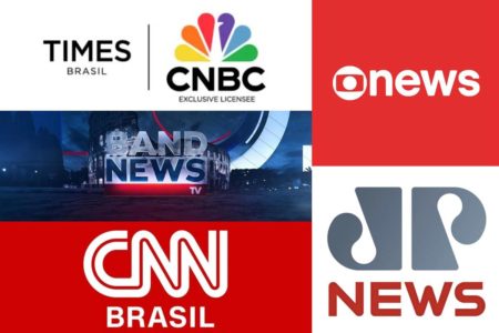 Imagem com a logo dos canais de notícia da TV paga do Brasil - Metrópoles