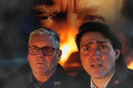 Imagem colorida mostra Justin Trudeau e Keir Starmer - Metrópoles