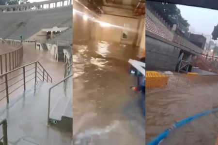 Alagamento no estádio do Pacaembu - Metrópoles