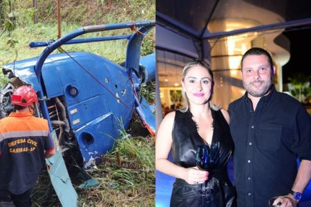 Dois passageiros morreram e uma criança e o piloto foram resgatados com vida do helicóptero encontrado nesta sexta (17/1) em Caieiras - Metrópoles