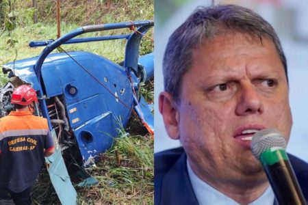 Dois passageiros morreram e uma criança e o piloto foram resgatados com vida do helicóptero encontrado nesta sexta (17/1) em Caieiras - Metrópoles
