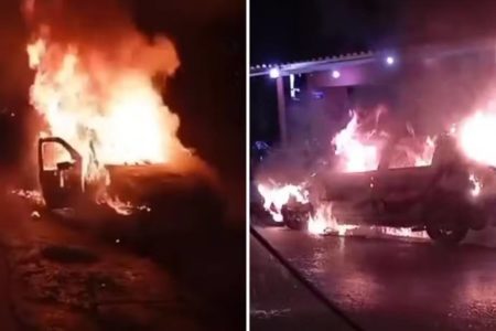 imagem colorida carro incendiado jatai