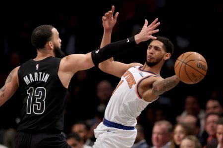 Imagem colorida da partida entre New York Knicks e Brooklyn Nets - Metrópoles