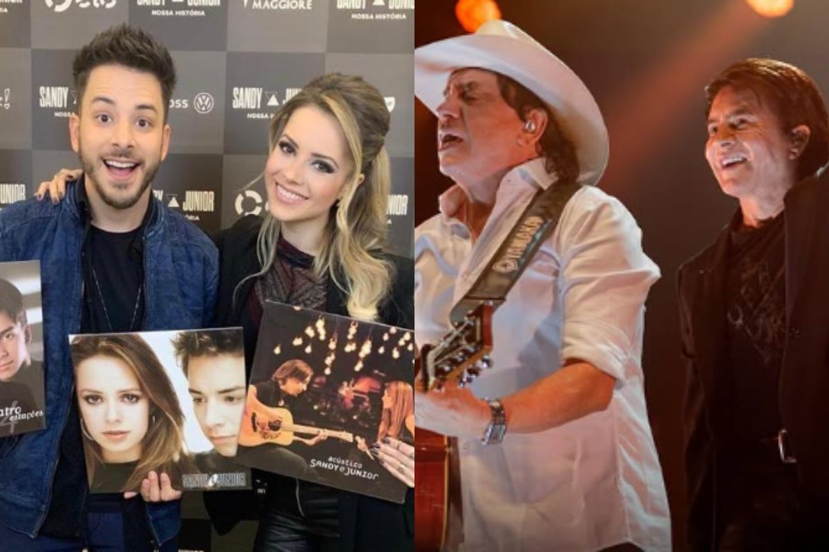 Montagem colorida de Sandy, Junior, Chitãozinho e Xororó - Metrópoles