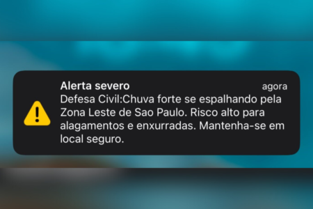 Imagem colorida de alerta da defesa civil. Metrópoles