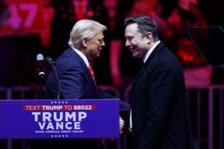 Imagem colorida de Donald Trump e Elon Musk - Metrópoles