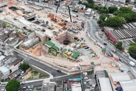 Construção da Estação Brasilândia, parte da linha 6 - Laranja, no Metrô de São Paulo - Metrópoles