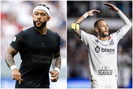 Imagem colorida e Memphis Depay e Neymar - Metrópoles
