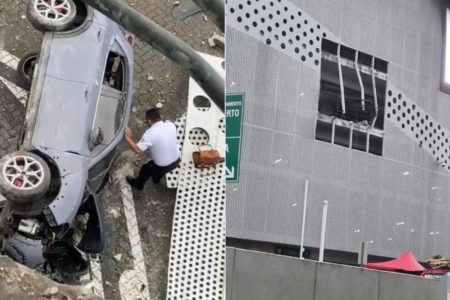 imagem colorida mulher cai estacionamento shopping ceara