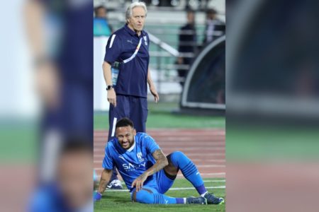 Imagem colorida de Neymar e Jorge Jesus - Metrópoles