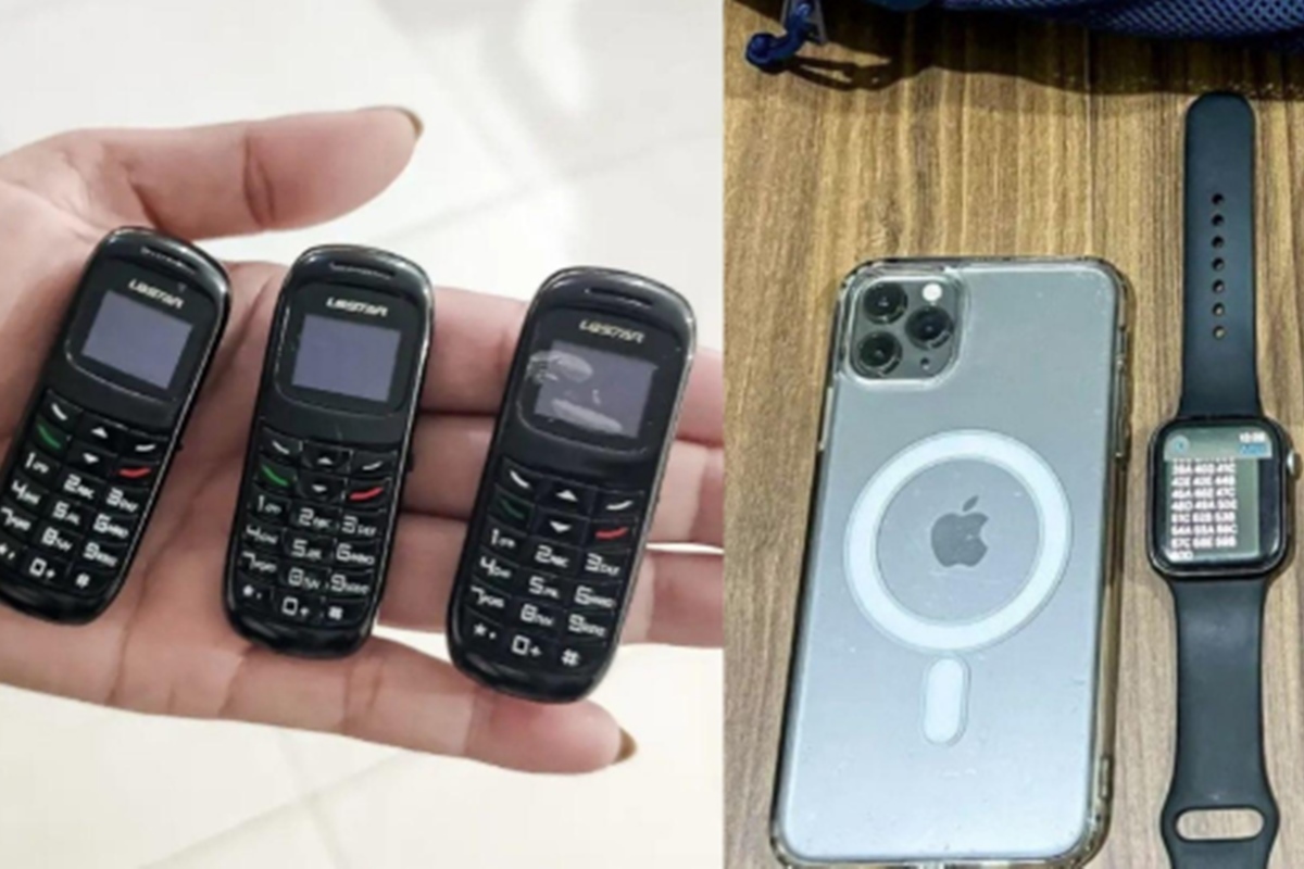 Entre os itens apreendidos estavam minicelulares e relógios digitais escondidos de maneira estratégica nas roupas, calçados e até em partes íntimas dos candidatos
