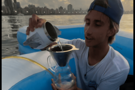 vídeo surfista café da manhã santos