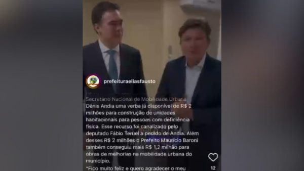 Ex-prefeito agradece secretário por emenda suspeita
