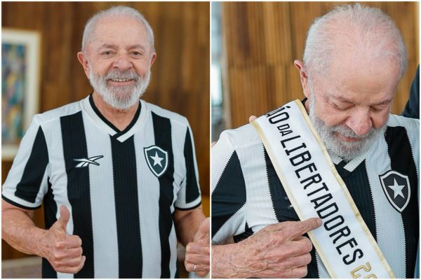 imagem colorida do presidente Luiz Inácio Lula da Silva com a camisa do Botafogo