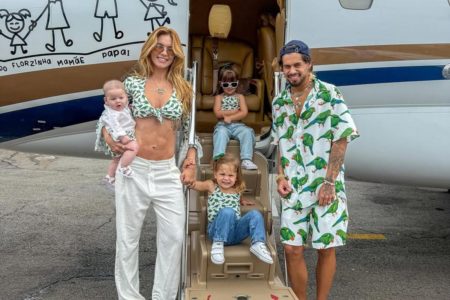 Foto colorida de Virginia, Zé Felipe e os filhos - Metrópoles