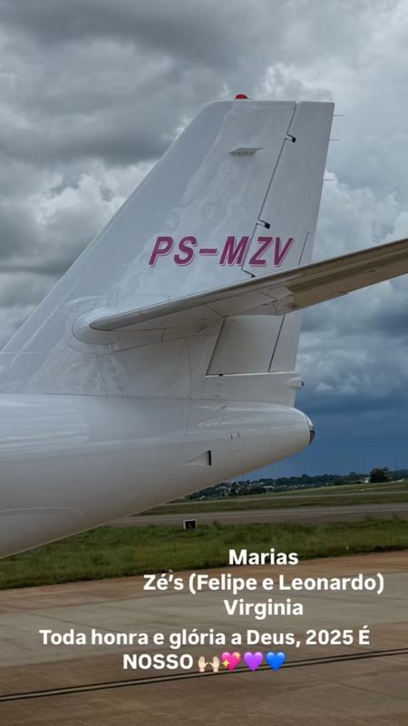 Foto colorida do jatinho de Virginia Fonseca - Metrópoles