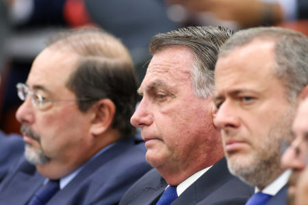 Ex-presidente Jair Messias Bolsonaro em julgamento da denúncia do núcleo 1 da Pet 12.100, sobre uma suposta tentativa de golpe de Estado após as eleições de 2022 - Metrópoles