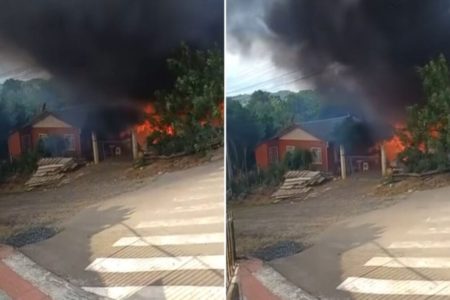 Imagem colorida de incêndio em SC - Metrópoles