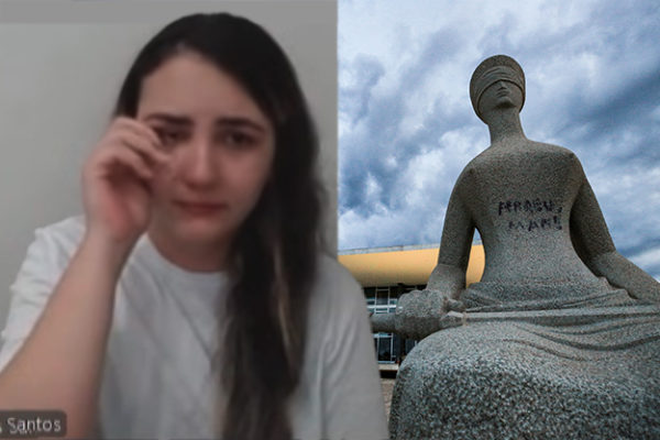 Mártir Imagem colorida de pichadora em depoimento - Metrópoles
