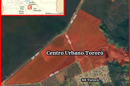 Arte apontando um novo bairro no mapa