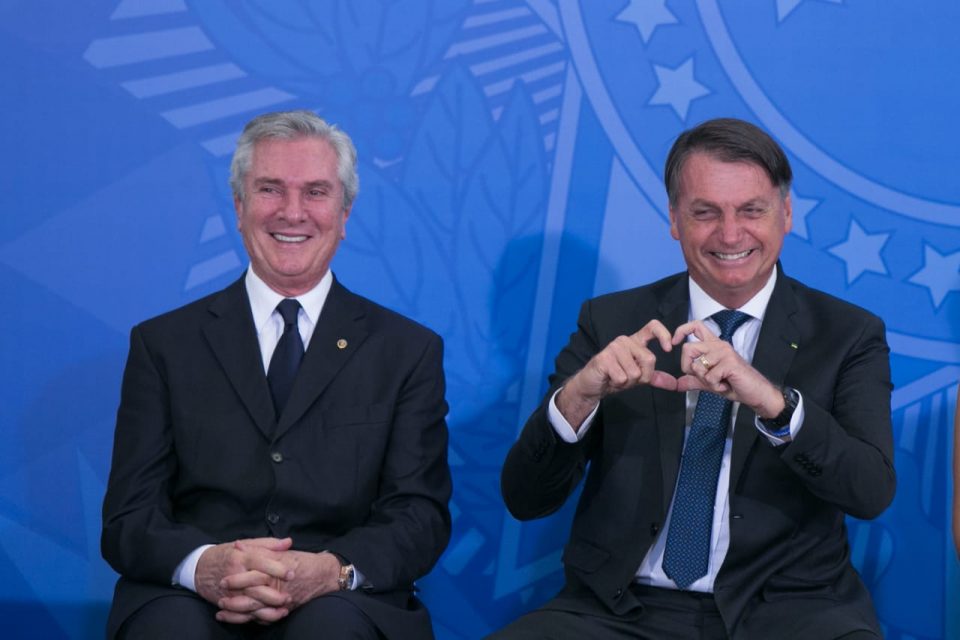 Fernando Collor de Mello e presidente jair bolsonaro durante Posse do novo ministro do turismo, Gilson Machado durante evento no planalto 1
